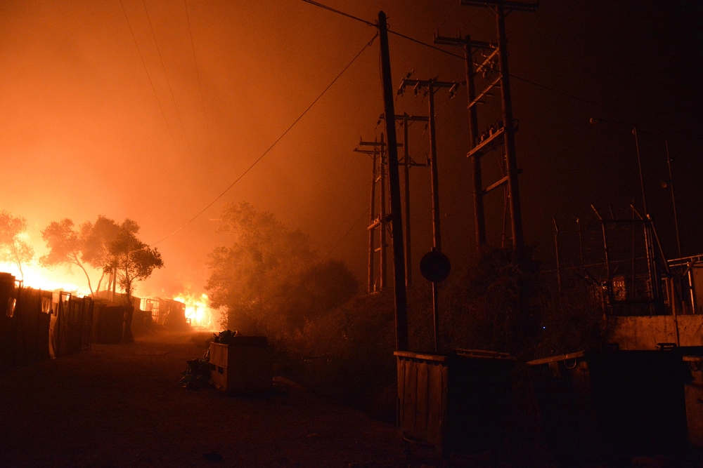 Fire at Moria refugee camp in Greece  / STRATIS BALASKAS