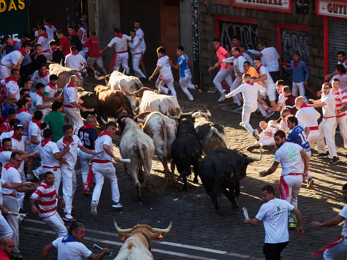 Los toros Cebada Gago protagonizan un encierro rápido y peligroso  / EDUARDO SANZ / EUROPA PRESS