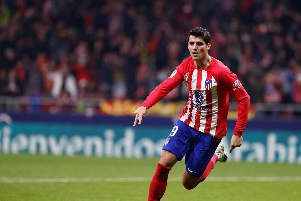 Álvaro Morata celebra un gol con el Atlético de Madrid