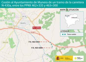 Transportes cede al Ayuntamiento de Munera un tramo de N-430A